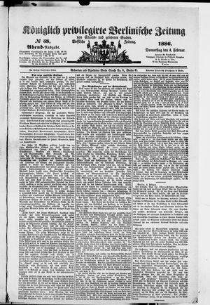 Königlich privilegirte Berlinische Zeitung von Staats- und gelehrten Sachen vom 04.02.1886
