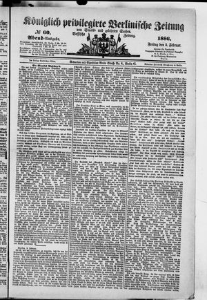 Königlich privilegirte Berlinische Zeitung von Staats- und gelehrten Sachen vom 05.02.1886