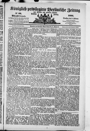 Königlich privilegirte Berlinische Zeitung von Staats- und gelehrten Sachen vom 09.02.1886