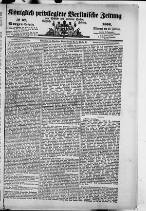 Königlich privilegirte Berlinische Zeitung von Staats- und gelehrten Sachen vom 10.02.1886