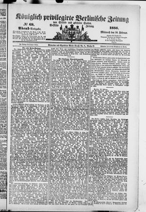 Königlich privilegirte Berlinische Zeitung von Staats- und gelehrten Sachen on Feb 10, 1886