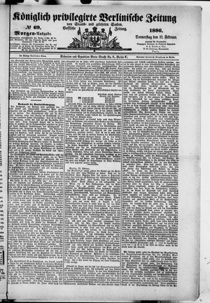 Königlich privilegirte Berlinische Zeitung von Staats- und gelehrten Sachen vom 11.02.1886