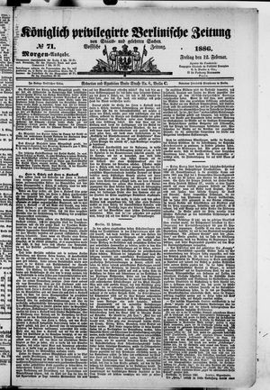 Königlich privilegirte Berlinische Zeitung von Staats- und gelehrten Sachen vom 12.02.1886
