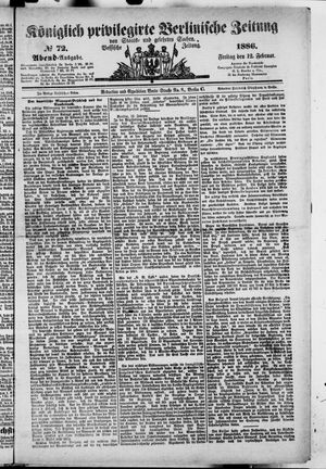 Königlich privilegirte Berlinische Zeitung von Staats- und gelehrten Sachen vom 12.02.1886