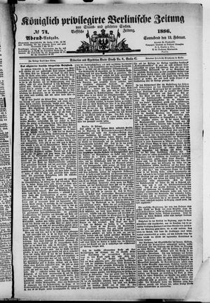Königlich privilegirte Berlinische Zeitung von Staats- und gelehrten Sachen on Feb 13, 1886