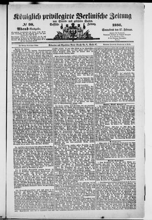 Königlich privilegirte Berlinische Zeitung von Staats- und gelehrten Sachen on Feb 27, 1886