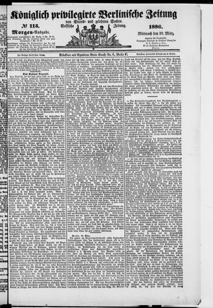 Königlich privilegirte Berlinische Zeitung von Staats- und gelehrten Sachen vom 10.03.1886