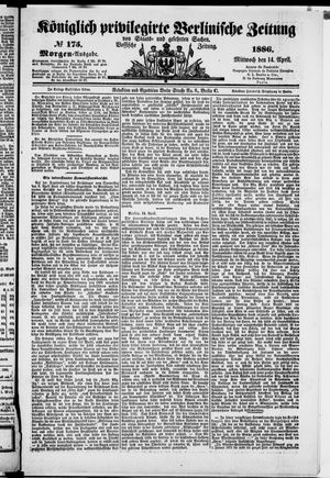 Königlich privilegirte Berlinische Zeitung von Staats- und gelehrten Sachen vom 14.04.1886