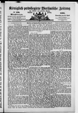 Königlich privilegirte Berlinische Zeitung von Staats- und gelehrten Sachen vom 29.04.1886