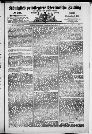 Königlich privilegirte Berlinische Zeitung von Staats- und gelehrten Sachen on May 4, 1886