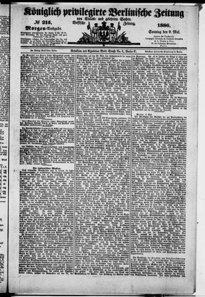 Königlich privilegirte Berlinische Zeitung von Staats- und gelehrten Sachen on May 9, 1886