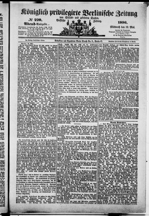 Königlich privilegirte Berlinische Zeitung von Staats- und gelehrten Sachen on May 12, 1886