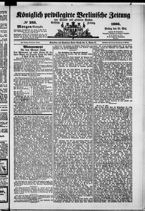 Königlich privilegirte Berlinische Zeitung von Staats- und gelehrten Sachen on May 21, 1886