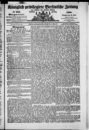 Königlich privilegirte Berlinische Zeitung von Staats- und gelehrten Sachen on May 25, 1886