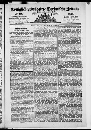 Königlich privilegirte Berlinische Zeitung von Staats- und gelehrten Sachen vom 30.05.1886