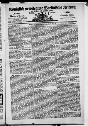 Königlich privilegirte Berlinische Zeitung von Staats- und gelehrten Sachen vom 06.06.1886