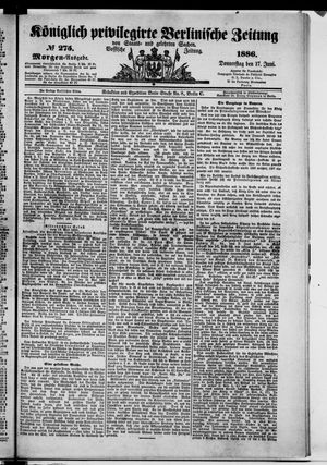 Königlich privilegirte Berlinische Zeitung von Staats- und gelehrten Sachen vom 17.06.1886