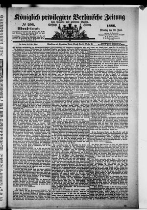 Königlich privilegirte Berlinische Zeitung von Staats- und gelehrten Sachen on Jun 28, 1886