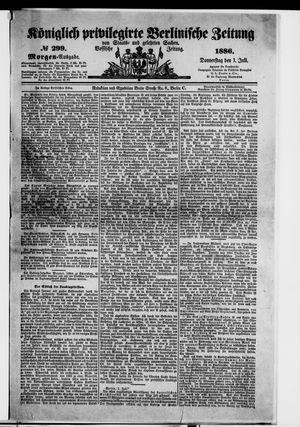 Königlich privilegirte Berlinische Zeitung von Staats- und gelehrten Sachen vom 01.07.1886