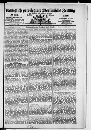 Königlich privilegirte Berlinische Zeitung von Staats- und gelehrten Sachen vom 18.07.1886