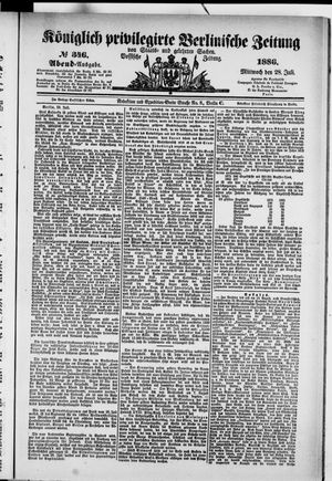 Königlich privilegirte Berlinische Zeitung von Staats- und gelehrten Sachen vom 28.07.1886