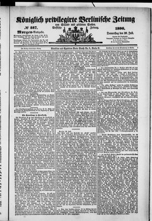 Königlich privilegirte Berlinische Zeitung von Staats- und gelehrten Sachen on Jul 29, 1886