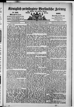 Königlich privilegirte Berlinische Zeitung von Staats- und gelehrten Sachen vom 29.07.1886