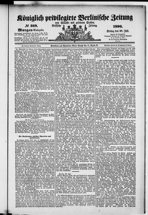 Königlich privilegirte Berlinische Zeitung von Staats- und gelehrten Sachen on Jul 30, 1886