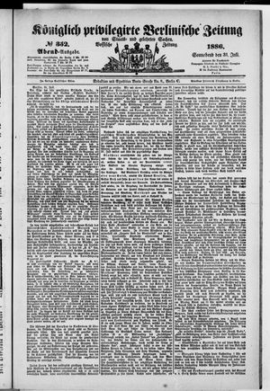 Königlich privilegirte Berlinische Zeitung von Staats- und gelehrten Sachen vom 31.07.1886