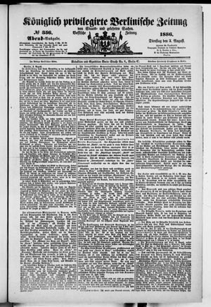 Königlich privilegirte Berlinische Zeitung von Staats- und gelehrten Sachen on Aug 3, 1886