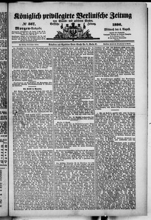 Königlich privilegirte Berlinische Zeitung von Staats- und gelehrten Sachen on Aug 4, 1886