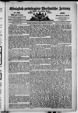 Königlich privilegirte Berlinische Zeitung von Staats- und gelehrten Sachen on Aug 4, 1886