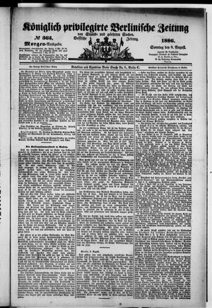 Königlich privilegirte Berlinische Zeitung von Staats- und gelehrten Sachen vom 08.08.1886