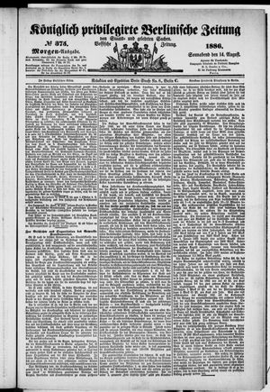 Königlich privilegirte Berlinische Zeitung von Staats- und gelehrten Sachen on Aug 14, 1886
