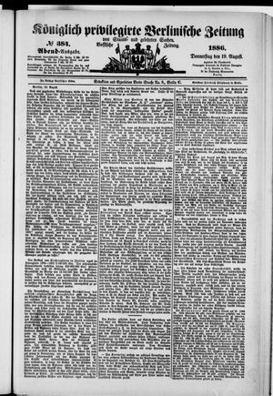 Königlich privilegirte Berlinische Zeitung von Staats- und gelehrten Sachen vom 19.08.1886