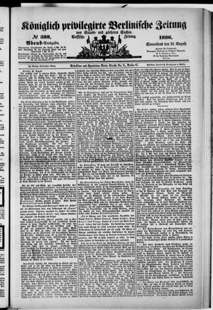 Königlich privilegirte Berlinische Zeitung von Staats- und gelehrten Sachen vom 21.08.1886