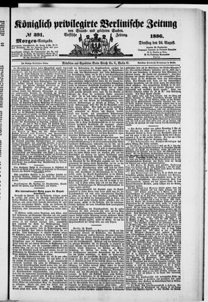 Königlich privilegirte Berlinische Zeitung von Staats- und gelehrten Sachen vom 24.08.1886