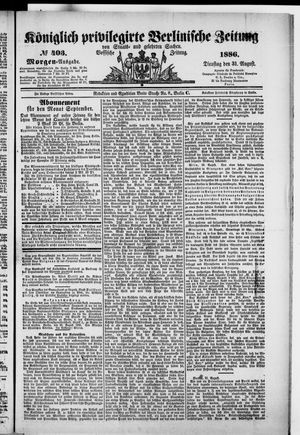 Königlich privilegirte Berlinische Zeitung von Staats- und gelehrten Sachen on Aug 31, 1886