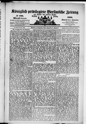 Königlich privilegirte Berlinische Zeitung von Staats- und gelehrten Sachen on Sep 1, 1886