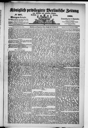Königlich privilegirte Berlinische Zeitung von Staats- und gelehrten Sachen on Sep 2, 1886