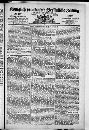 Königlich privilegirte Berlinische Zeitung von Staats- und gelehrten Sachen vom 08.09.1886