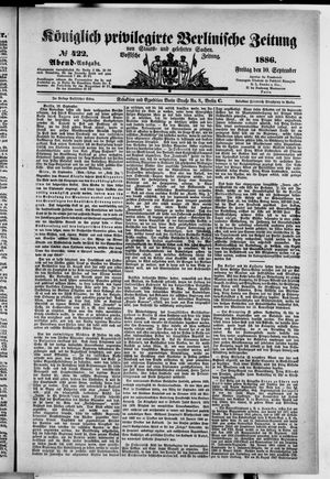 Königlich privilegirte Berlinische Zeitung von Staats- und gelehrten Sachen vom 10.09.1886