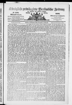 Königlich privilegirte Berlinische Zeitung von Staats- und gelehrten Sachen vom 15.09.1886
