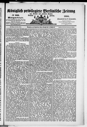 Königlich privilegirte Berlinische Zeitung von Staats- und gelehrten Sachen vom 18.09.1886