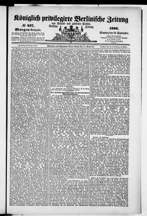 Königlich privilegirte Berlinische Zeitung von Staats- und gelehrten Sachen vom 19.09.1886