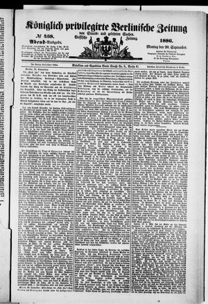 Königlich privilegirte Berlinische Zeitung von Staats- und gelehrten Sachen on Sep 20, 1886