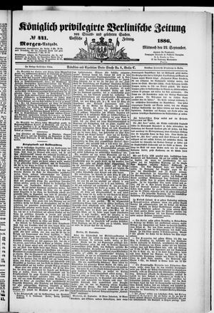 Königlich privilegirte Berlinische Zeitung von Staats- und gelehrten Sachen vom 22.09.1886