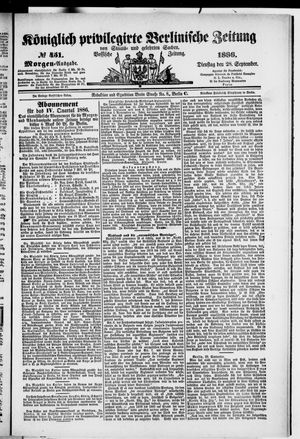 Königlich privilegirte Berlinische Zeitung von Staats- und gelehrten Sachen vom 28.09.1886