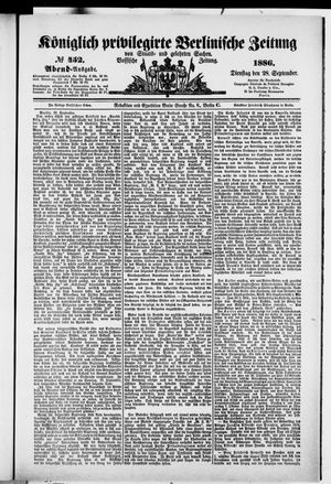 Königlich privilegirte Berlinische Zeitung von Staats- und gelehrten Sachen vom 28.09.1886
