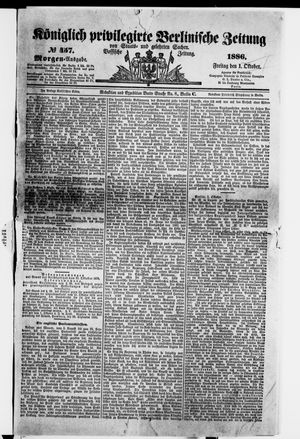 Königlich privilegirte Berlinische Zeitung von Staats- und gelehrten Sachen on Oct 1, 1886